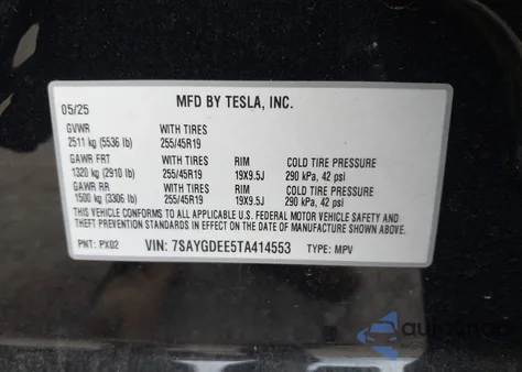 2026 Tesla Model Y Long Range Dual Motor All-Wheel Drive/Long Range Launch Series from USA, damaged, VIN 7SAYGDEE5TA414553